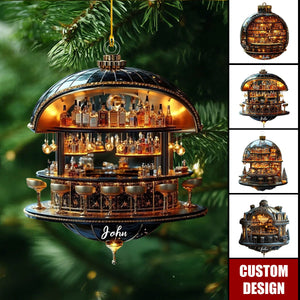 Personalized Luxury Miniature Bar Christmas Ornament - Whiskey Bottle Decoration For Men