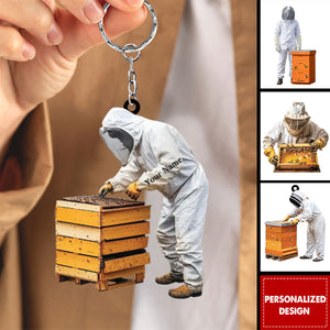 Personalized Beekeeper Keychain-Gift For Honeybee Keeper