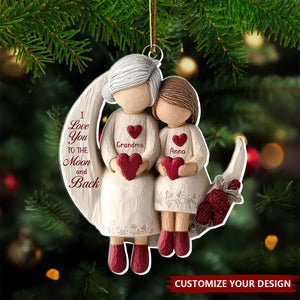 Grandma And Grandchild Moon Love - Personalized Acrylic Ornament