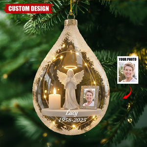 Personalized Angel and Candle Memorial Christmas Ornament – Memorial Gift
