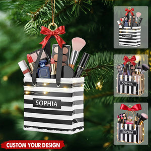 Personalized Gifts For Makeup Lovers Christmas Ornament, Custom Beauty Brush Tree Decor With Name - Gift For Makeup Lovers