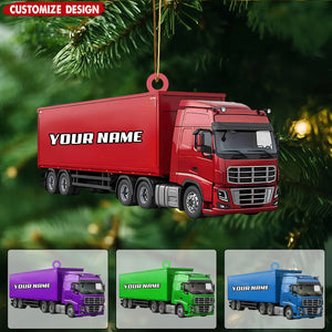 Personalized Semi Truck Christmas Ornament