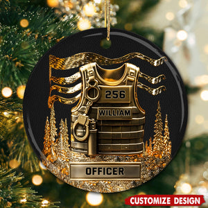 Personalized Police Officer Ceramic Ornament - Serve And Protect