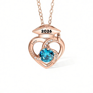 Personalized Graduation Cap Birthstone Necklace with Name Dainty Jewelry Graduation Season Commemorative Gift for Graduates