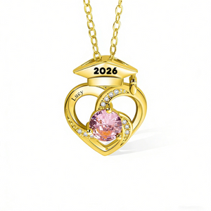Personalized Graduation Cap Birthstone Necklace with Name Dainty Jewelry Graduation Season Commemorative Gift for Graduates