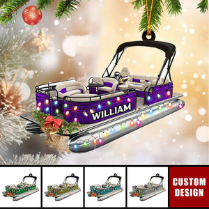 Personalized Pontoon Boat Christmas Ornament - 2024 New Release