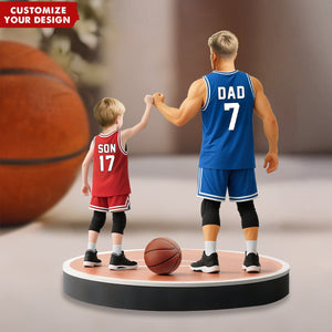 Basketball Dad And Kids - Personalized Acrylic Plaque, Father's Day Gift for Dad, Gift for Husband