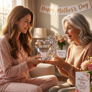 Best Mom/Nana Ever - Personalized Heart-Shaped Crystal Acrylic Plaque