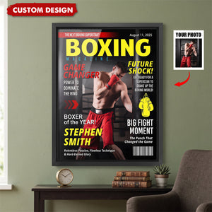 Personalized Boxing Magazine Cover Poster - Gift for Boxer, Coach & Fans