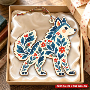 Personalized Christmas Wooden Christmas Ornament Set: Scandinavian Folk Art Woodland Animals