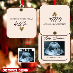 Pregnant Announcement - Personalized Pregnancy Flip Ornament