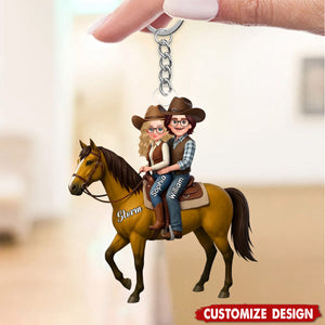 Personalized Horse Couple Acrylic Keychain - Gift For Couple, For Horse Lovers