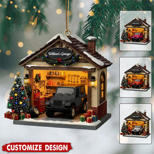 Personalized Garage Christmas Ornament - Gift For Car Enthusiasts