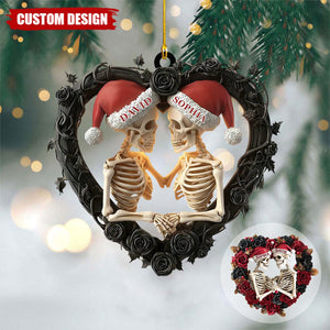 Personalized Skeleton Couple Acrylic Christmas Ornament - Gifts For Lovers
