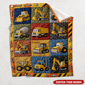 Construction Machines - Personalized Kid Blanket