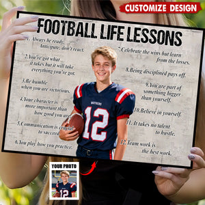 Personalized Upload Photo Football Life Lessons Poster - Gift For Football Lovers