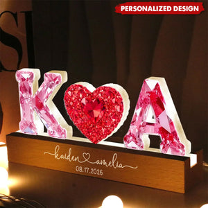 Couple Love Initial-Personalized Acrylic Block LED Night Light-Valentine's Day Gift