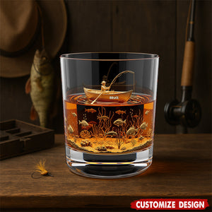 Personalized Fishing Man Whiskey Glass - Gifts For Fishing Lovers