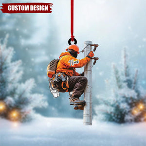Personalized Lineman Ornament: Custom Powerline Worker Gift, Acrylic Keepsake