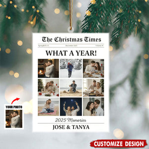 Personalized What A Year Newspaper Couple Ornament