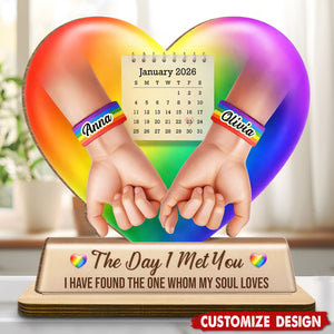 Personalized The Day I Met You Heart Hand Wood Plaque - Gift For Couples And Partners
