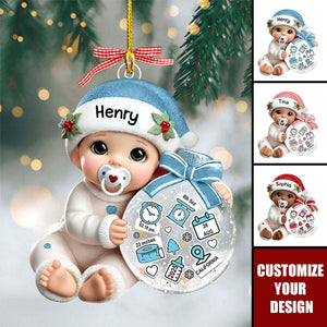 Baby Beside Christmas Bauble 3D Effect Personalized Acrylic Ornament