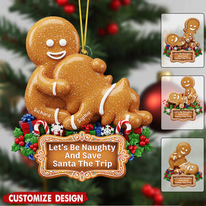 Personalized Naughty Gingerbread Couple Christmas Ornament - Gifts For Couple