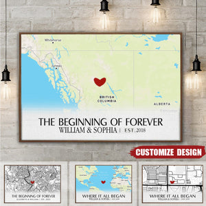 Where It All Began - Couple Personalized Custom Horizontal Poster - Gift For Husband Wife, Anniversary