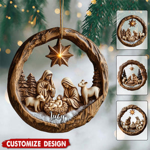 Personalized Nativity Scene Christmas Ornament