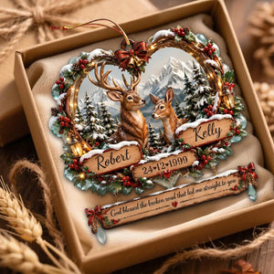 Deer Lover Christmas Gifts For Couple - Personalized Deer Couple Ornament