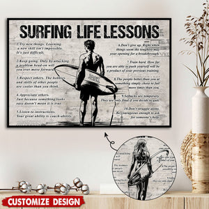 Personalized Surfing Life Lessons Poster-Gift For Surfing Lovers