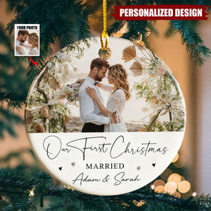 Personalised 1st Christmas as Mr and Mrs Ceramic Ornament