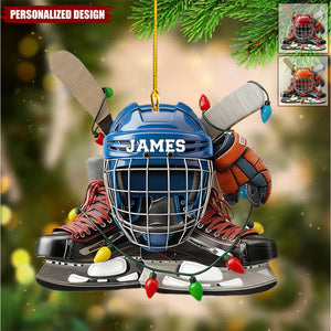 Personalized Ice Hockey Ornament Gift for Boys Girls Hockey Fans