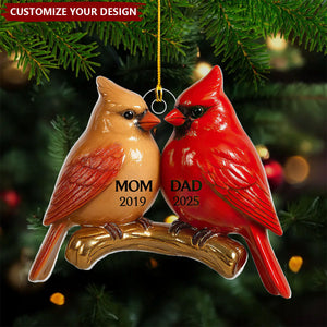 Vintage Nostalgic Cardinals Memorial Dad Mom Christmas Personalized Acrylic Ornament