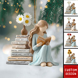 Personalized God Says I Am Girl Ornament- Gift For Book Lover
