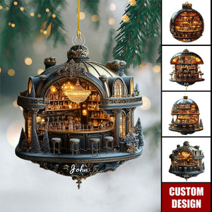 Personalized Luxury Miniature Bar Christmas Ornament - Whiskey Bottle Decoration For Men
