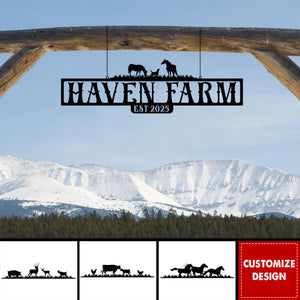 Personalized Black Metal Farm Metal Sign