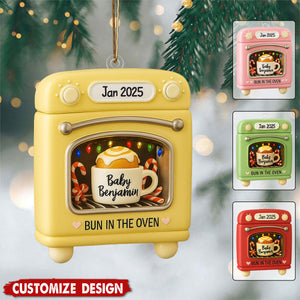 Personalized Pregnancy Announcement Ornament, Bun in Oven Keepsake