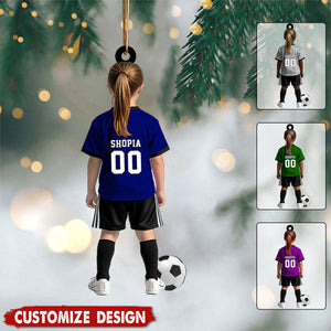 Personalized Kid Soccer Player Ornament - Gift For Soccer Young Lovers
