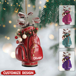 Personalized Golf Bag Christmas Ornament: Custom Name