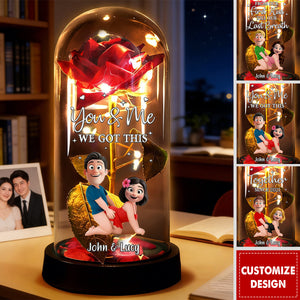 You & Me We Got This - Personalized Couple Everlasting Rose Dome Lamp