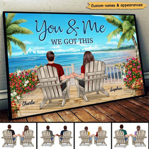 Back View Couple Sitting Beach Landscape You & Me We Got This Personalized Horizontal Poster