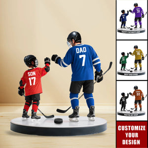 Ice Hockey Dad And Kid - Personalized Acrylic Plaque, Father's Day Gift for Dad, Gift for Husband