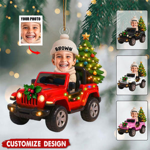 Custom Baby Kid in Car Ornament, Newborn Photo Decoration, Cute Baby Face Keepsake, Baby First Christmas 2025, Baby Bauble Gift, Xmas Decor