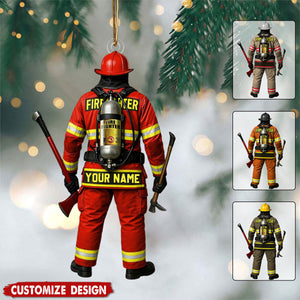 Personalized Firefighter On Duty Christmas Ornament - Gift For Firefighter Fireman New