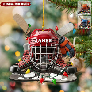 Personalized Ice Hockey Ornament Gift for Boys Girls Hockey Fans