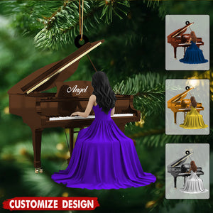 Personalized Piano Christmas Ornament - Gift for Girl Pianist And Player Music Lover