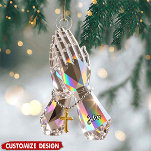 Praying Hand With Roses - Personalized Christian Acrylic Ornament