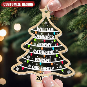 2024 New Release Family Names Christmas Tree - Personalized Wood And Acrylic Ornament