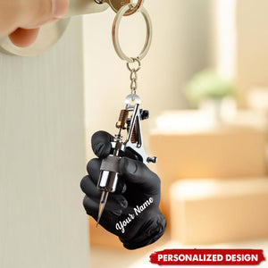 Personalized Tattoo Machine Keychain-Tattoo Artist Gift